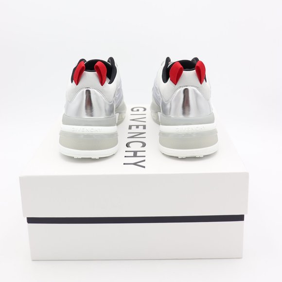 NIB Givenchy GIV 1 Mens Metallic Silver Leather Mesh Low-Top Sneakers - Picture 6 of 7